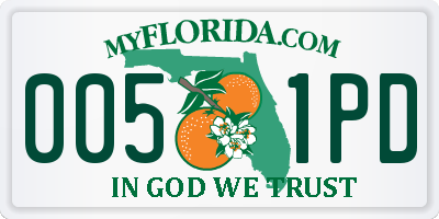 FL license plate 0051PD