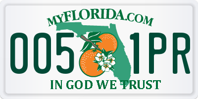 FL license plate 0051PR
