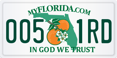 FL license plate 0051RD