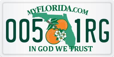 FL license plate 0051RG