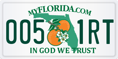 FL license plate 0051RT