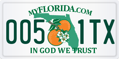 FL license plate 0051TX