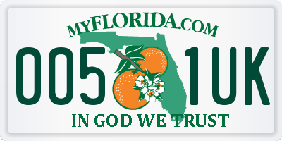 FL license plate 0051UK