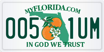 FL license plate 0051UM