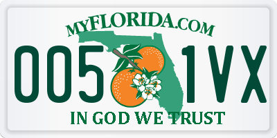 FL license plate 0051VX