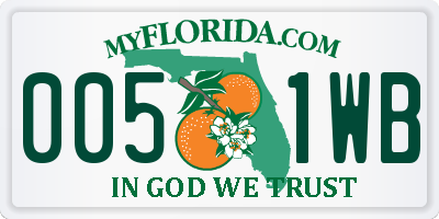 FL license plate 0051WB