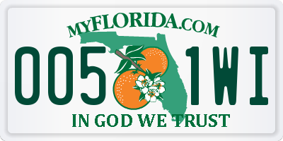 FL license plate 0051WI