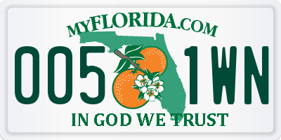 FL license plate 0051WN