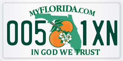 FL license plate 0051XN