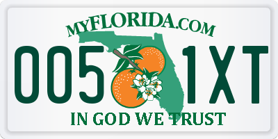 FL license plate 0051XT