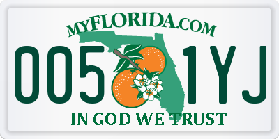 FL license plate 0051YJ
