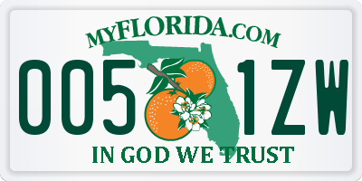 FL license plate 0051ZW