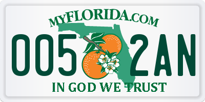 FL license plate 0052AN
