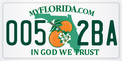 FL license plate 0052BA