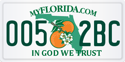 FL license plate 0052BC