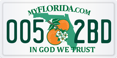 FL license plate 0052BD