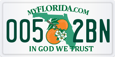 FL license plate 0052BN