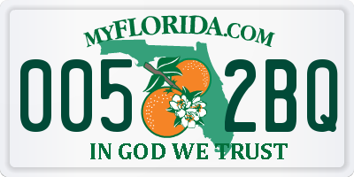 FL license plate 0052BQ