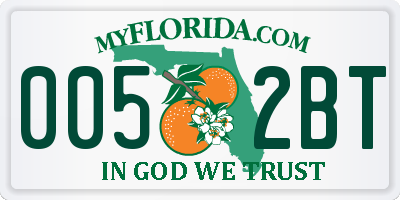 FL license plate 0052BT