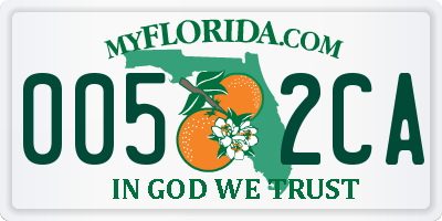 FL license plate 0052CA