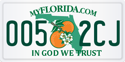 FL license plate 0052CJ