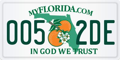 FL license plate 0052DE