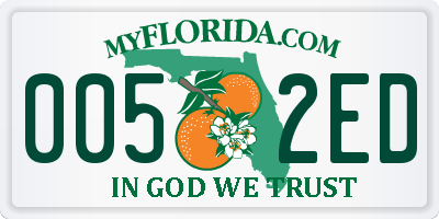 FL license plate 0052ED
