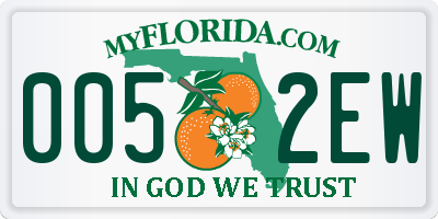 FL license plate 0052EW