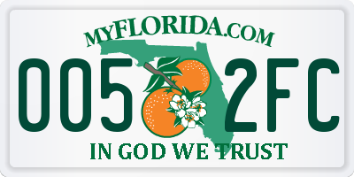 FL license plate 0052FC