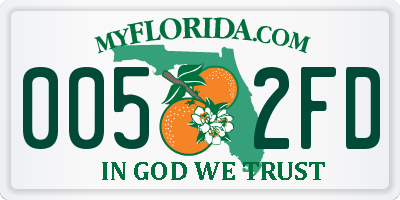 FL license plate 0052FD