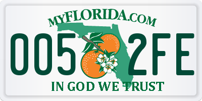 FL license plate 0052FE