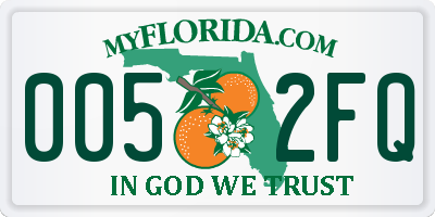 FL license plate 0052FQ