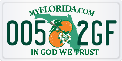 FL license plate 0052GF