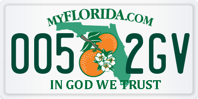 FL license plate 0052GV