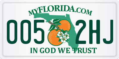 FL license plate 0052HJ