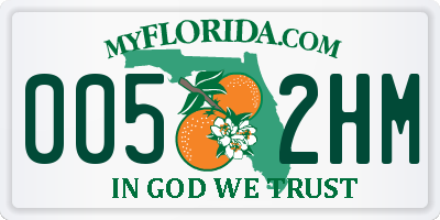 FL license plate 0052HM