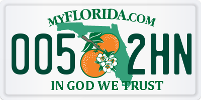 FL license plate 0052HN
