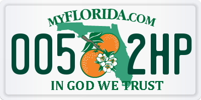 FL license plate 0052HP
