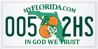 FL license plate 0052HS