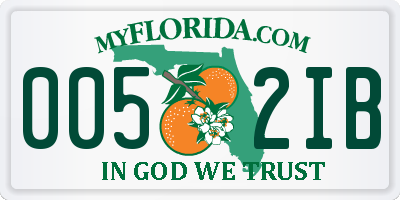 FL license plate 0052IB