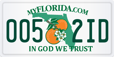 FL license plate 0052ID