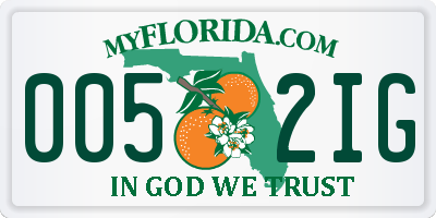 FL license plate 0052IG