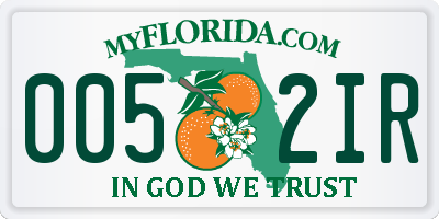 FL license plate 0052IR