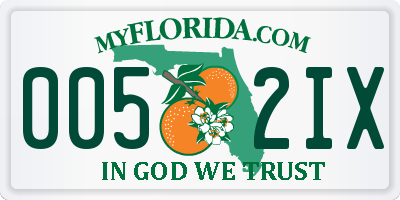 FL license plate 0052IX