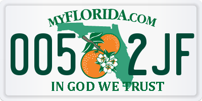 FL license plate 0052JF