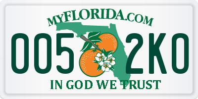 FL license plate 0052KO