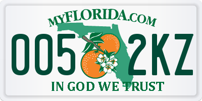 FL license plate 0052KZ