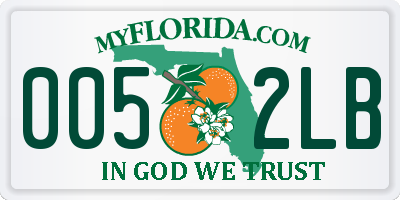 FL license plate 0052LB