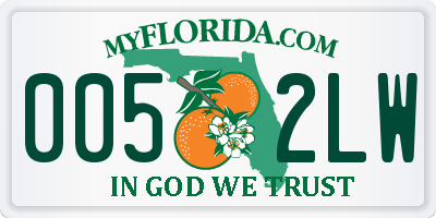 FL license plate 0052LW