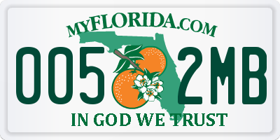 FL license plate 0052MB